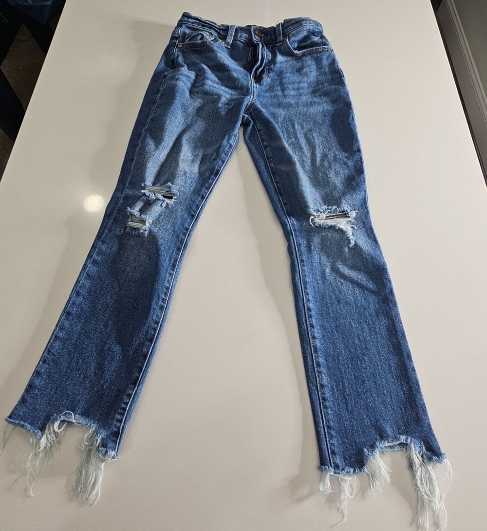 Kendall And Kylie Relaxed Skinny Jeans Ripped Distressed Raw Hem Jeans Sz 0/24